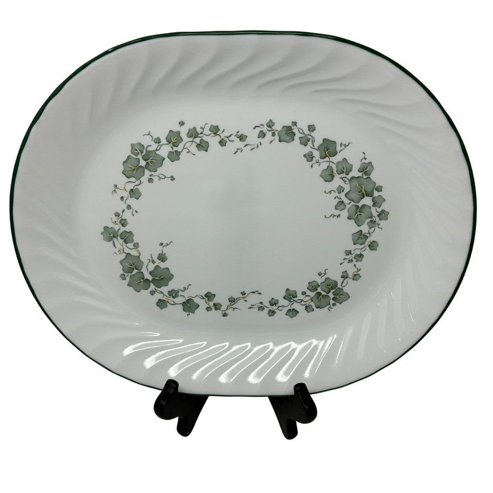 Corelle by Corning Callaway 12” Oval Serving Platter Green Ivy Retro Kitchenware